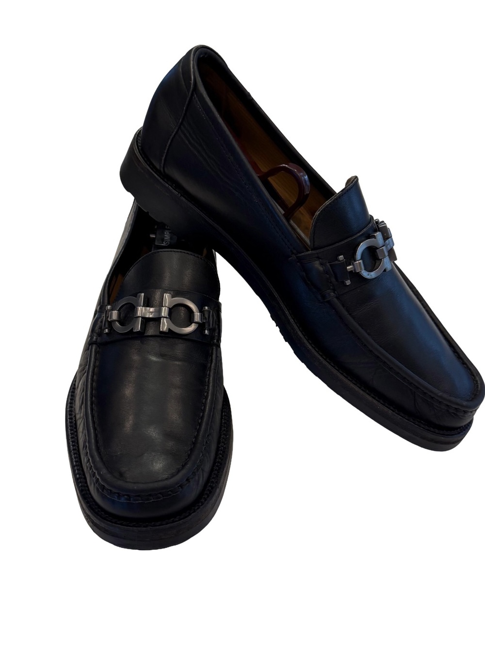 Salvatore Ferragamo Men’s David Gancini Bit Leather Loafers Black Sz 7D Wms 8.5